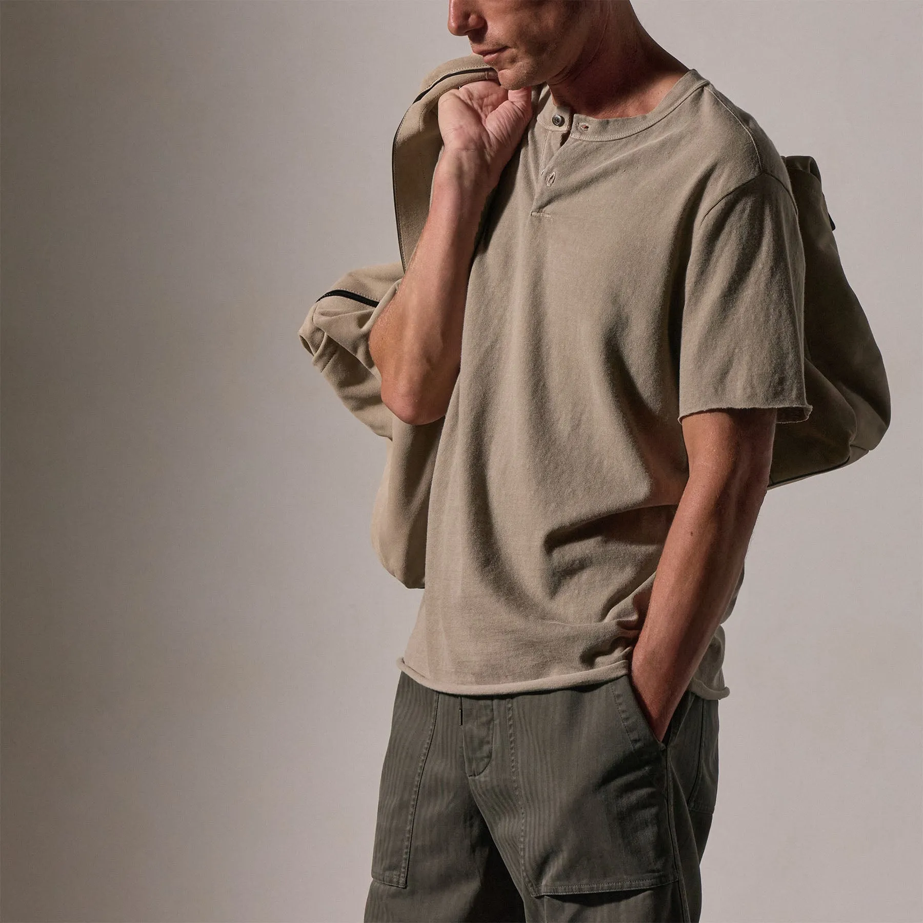 Slub Jersey Short Sleeve Henley - Overcast Pigment