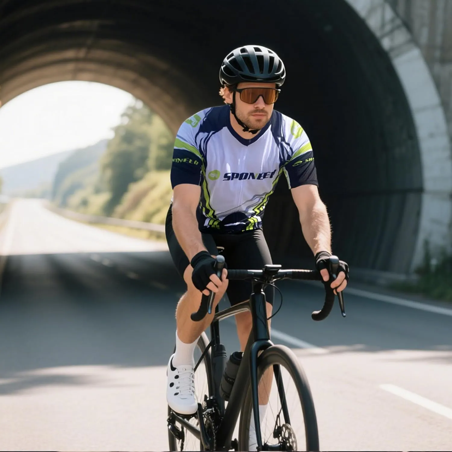 sponeed Men's Cycling Jerseys Tops Biking Shirts Short Sleeve Bike Clothing Full Zipper Bicycle Jacket with Pockets