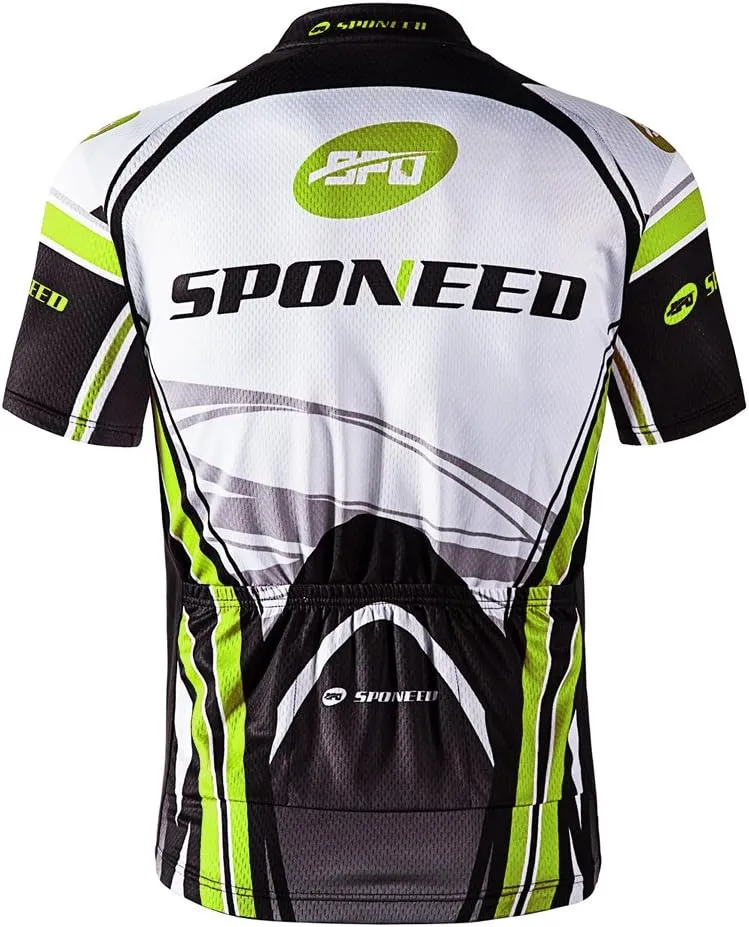 sponeed Men's Cycling Jerseys Tops Biking Shirts Short Sleeve Bike Clothing Full Zipper Bicycle Jacket with Pockets
