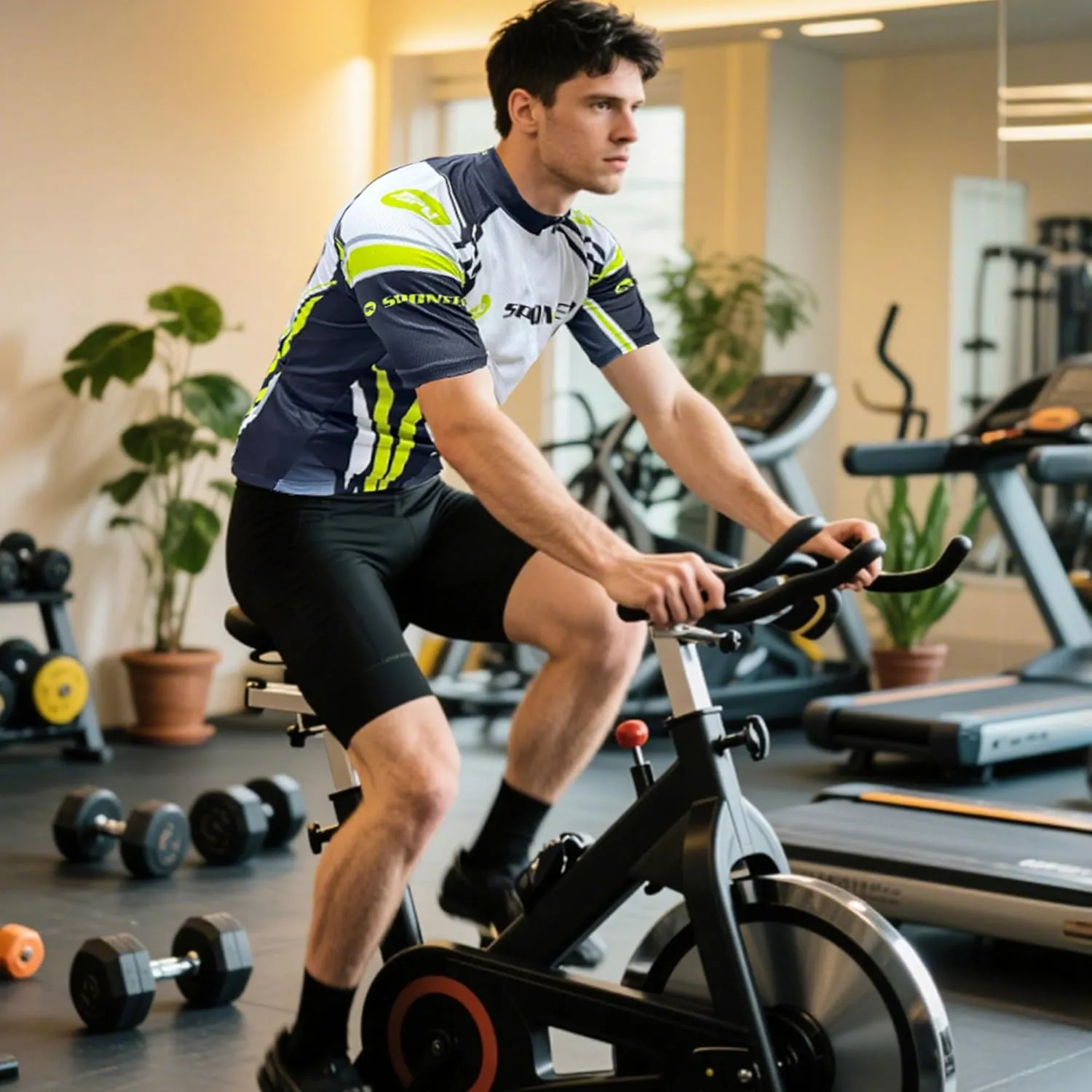 sponeed Men's Cycling Jerseys Tops Biking Shirts Short Sleeve Bike Clothing Full Zipper Bicycle Jacket with Pockets