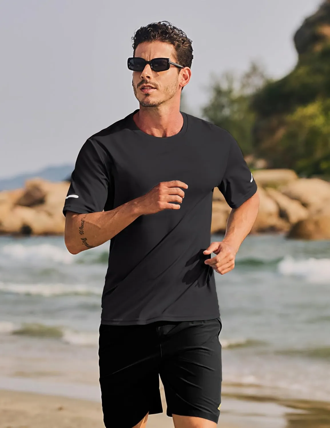TACVASEN Men's Short Sleeve Swim Top UPF 50  Sun Protection T-Shirt Crew Neck Moisture Wicking Gym Shirts