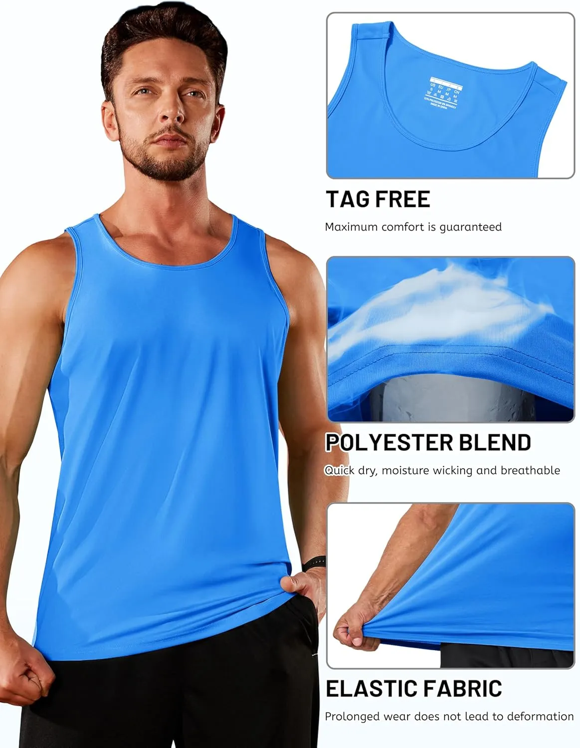TACVASEN Men's Workout Tank Tops Sleeveless UPF 50  Summer Sun Shirts Quick Dry for Running Swim Gym Beach