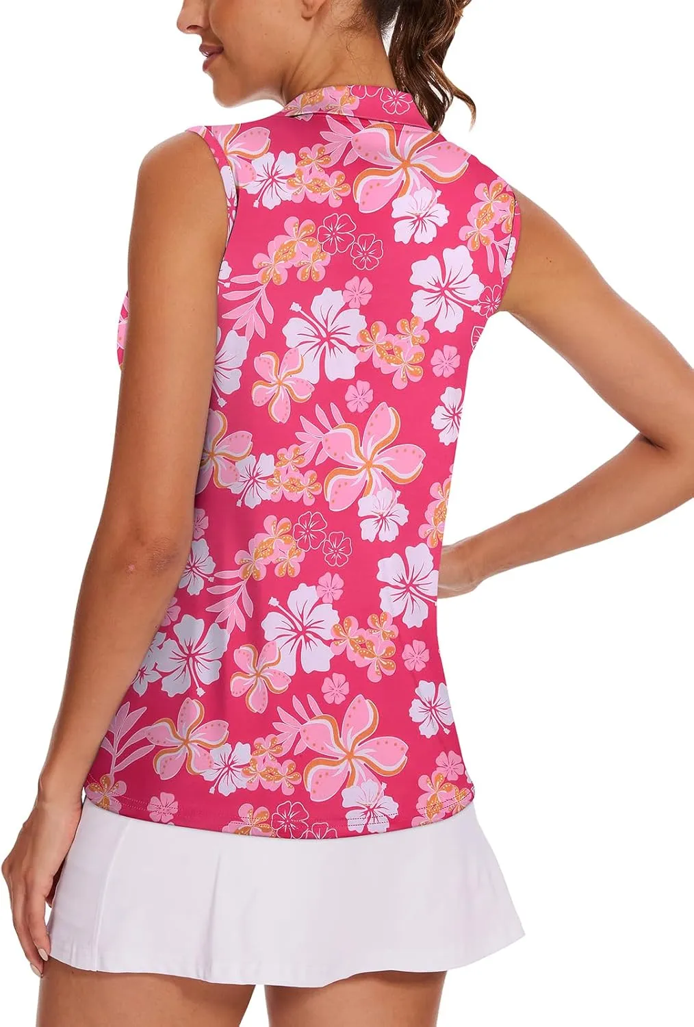 Tanst Sky Women's Sleeveless Golf Shirt Quick Dry Zip Up Workout Tennis Tops with Pockets