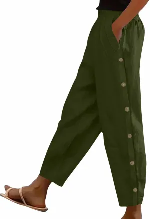 TARIENDY Women's Wide Leg Lounge Pants Womens Side Button Elastic Pants high Waist Comfy Trousers Summer Casual Outfits