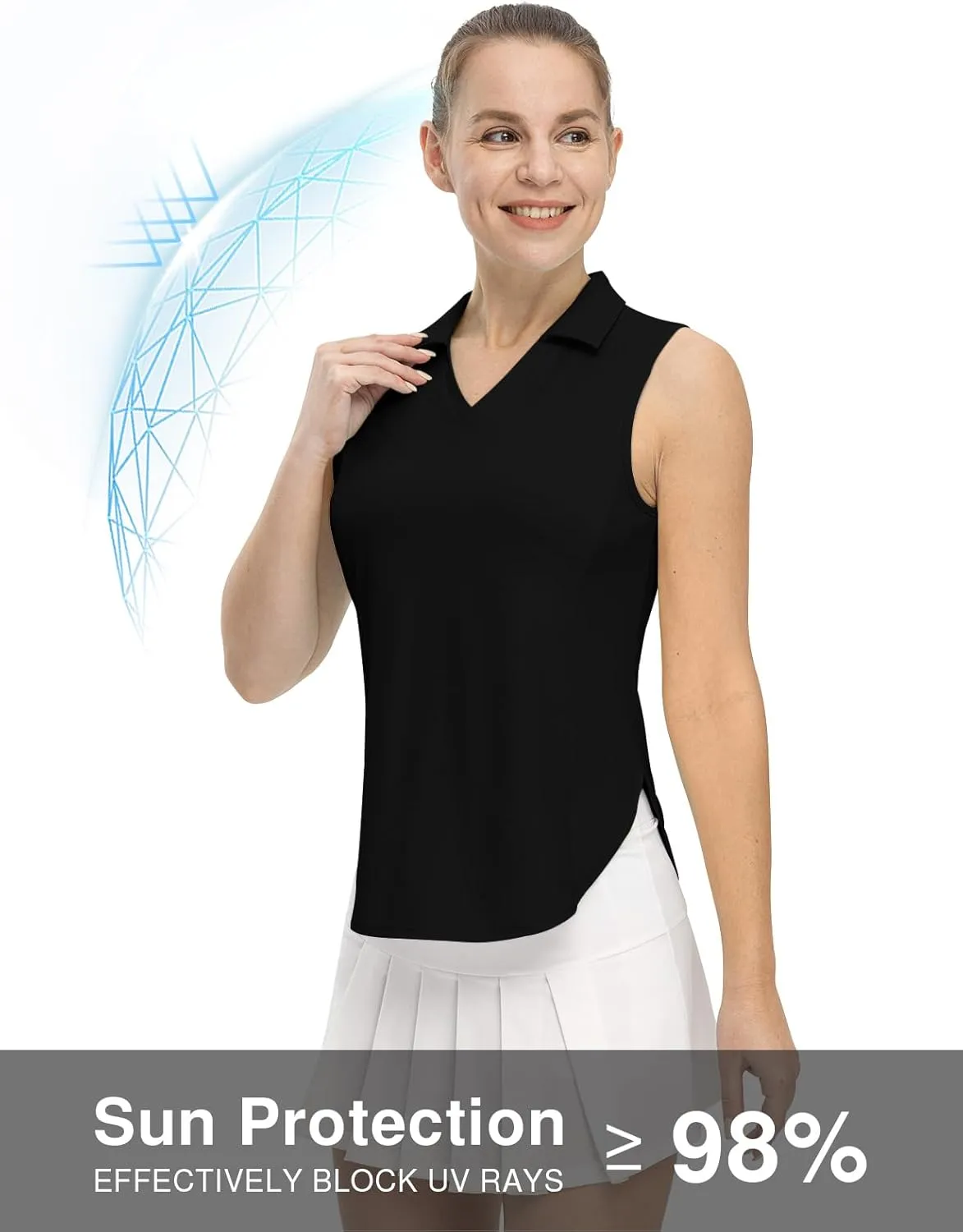 TBMPOY Women's Golf Sleeveless Polo Collared Tennis Tank Tops Shirts UPF 50  Sun Protection Quick Dry Athletic