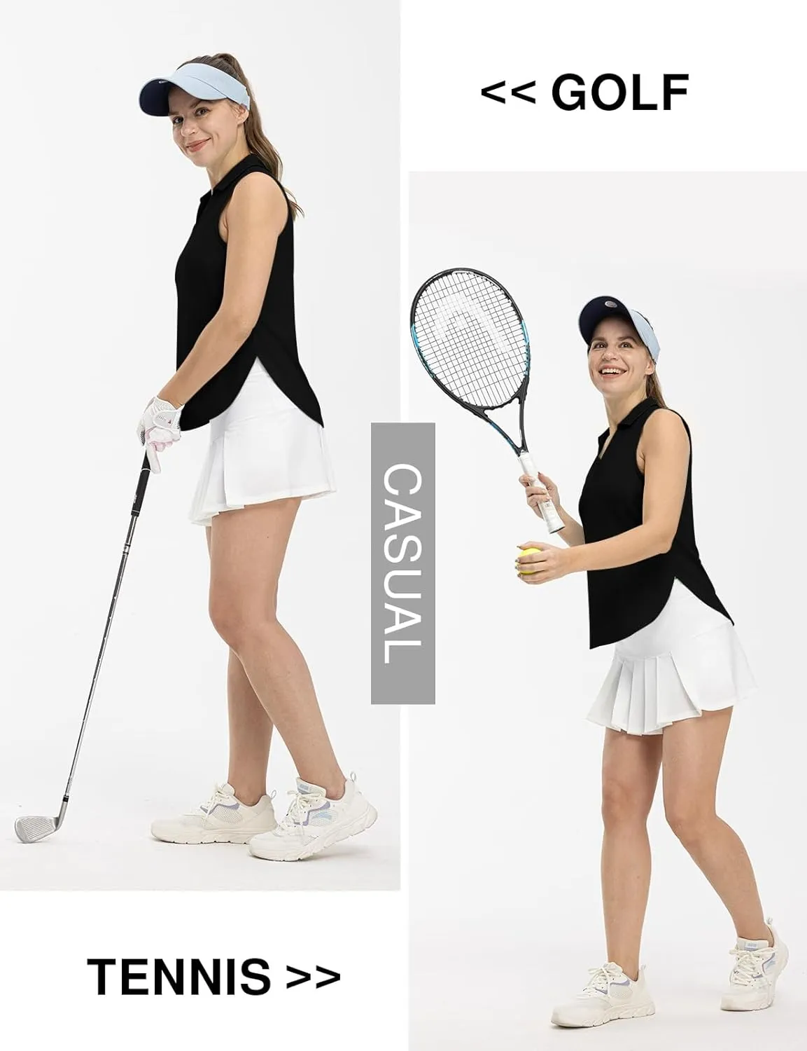 TBMPOY Women's Golf Sleeveless Polo Collared Tennis Tank Tops Shirts UPF 50  Sun Protection Quick Dry Athletic