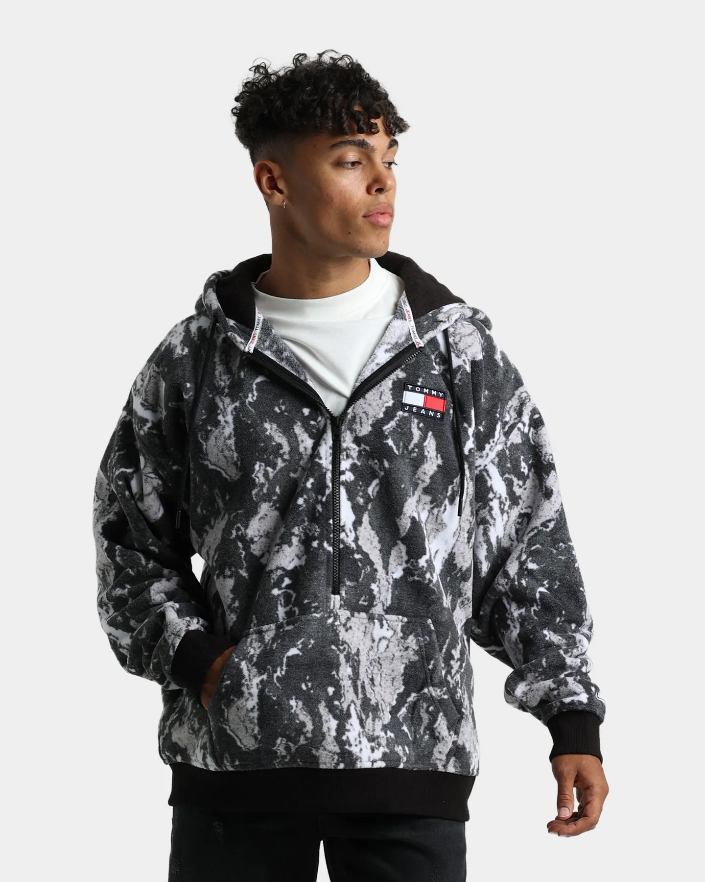 Tommy Jeans Camo Half Zip Hoodie Tonal Camo Print