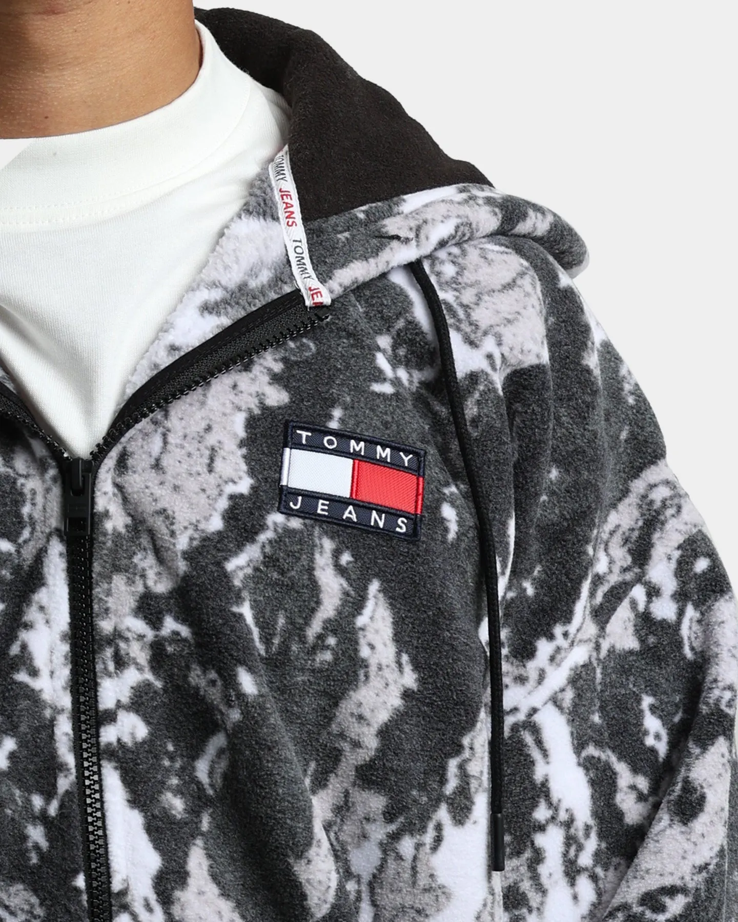 Tommy Jeans Camo Half Zip Hoodie Tonal Camo Print