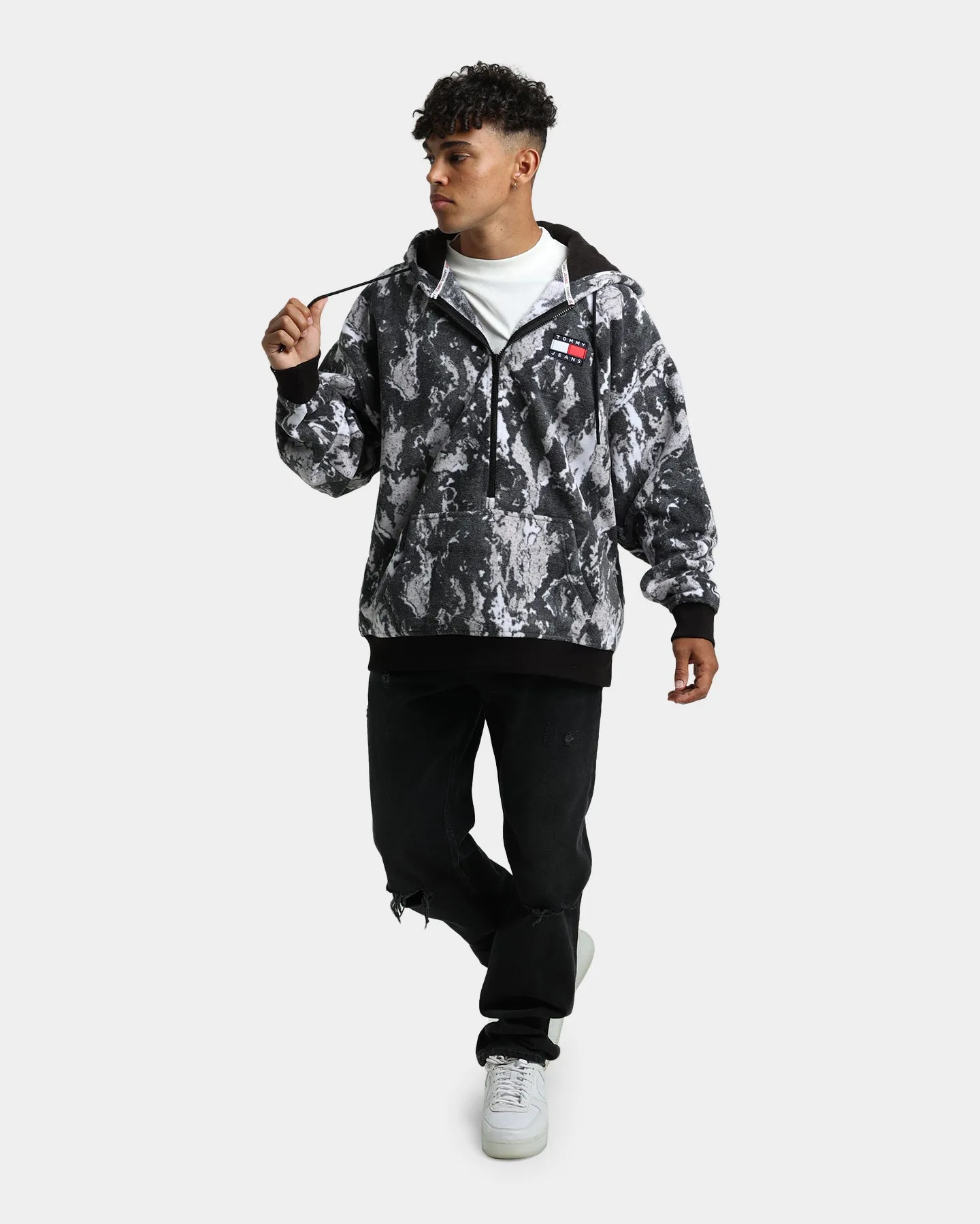 Tommy Jeans Camo Half Zip Hoodie Tonal Camo Print