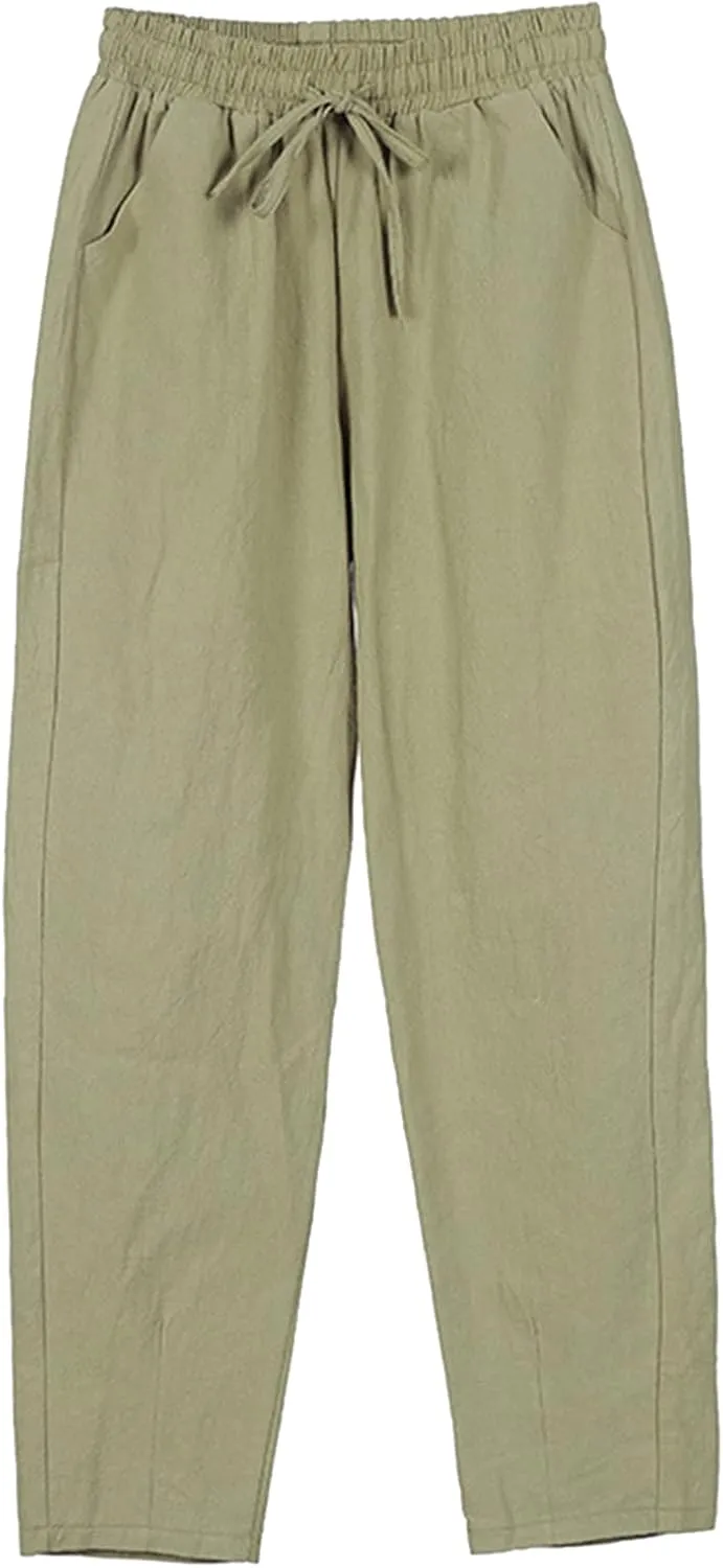 Try Before You Womens Clothing Loose Cotton Patchwork Wide Leg Pants Ladies Trousers Lightweight Linen Pants Women