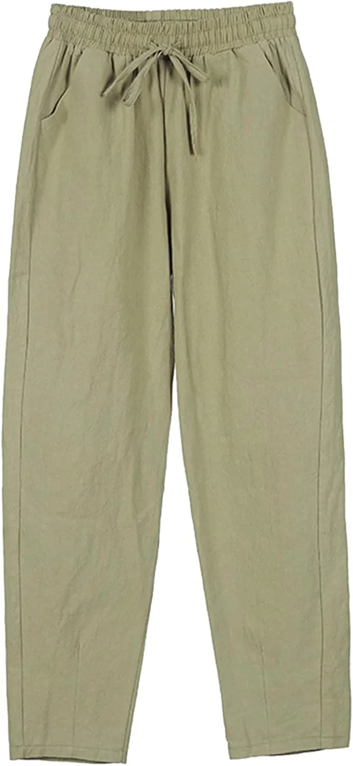 Try Before You Womens Clothing Loose Cotton Patchwork Wide Leg Pants Ladies Trousers Lightweight Linen Pants Women