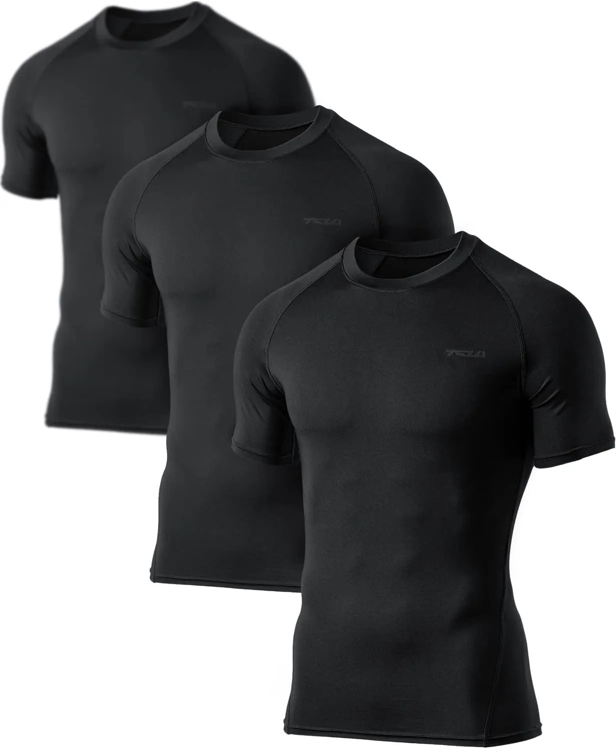 TSLA Men's UPF 50  Quick Dry Short Sleeve Compression Shirts, Athletic Workout Shirt, Water Sports Rash Guard