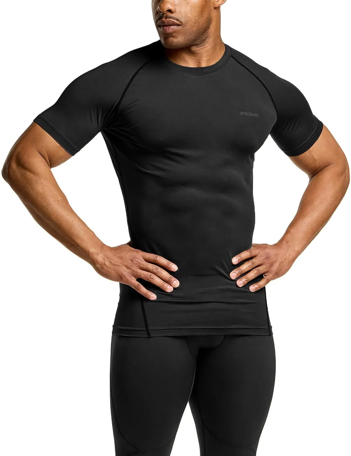 TSLA Men's UPF 50  Quick Dry Short Sleeve Compression Shirts, Athletic Workout Shirt, Water Sports Rash Guard