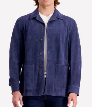 Two Pockets Nappa Suede Jacket in Blue