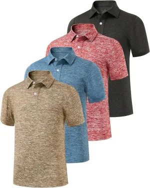 Ullnoy Boys Short Sleeve Polo Shirt Moisture Wicking Golf Shirt Kids School Camp Uniform Shirts Boys 4 Pack