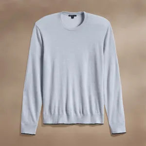 Ultrafine Cashmere Tipped Crew - Grey Sky/Coal
