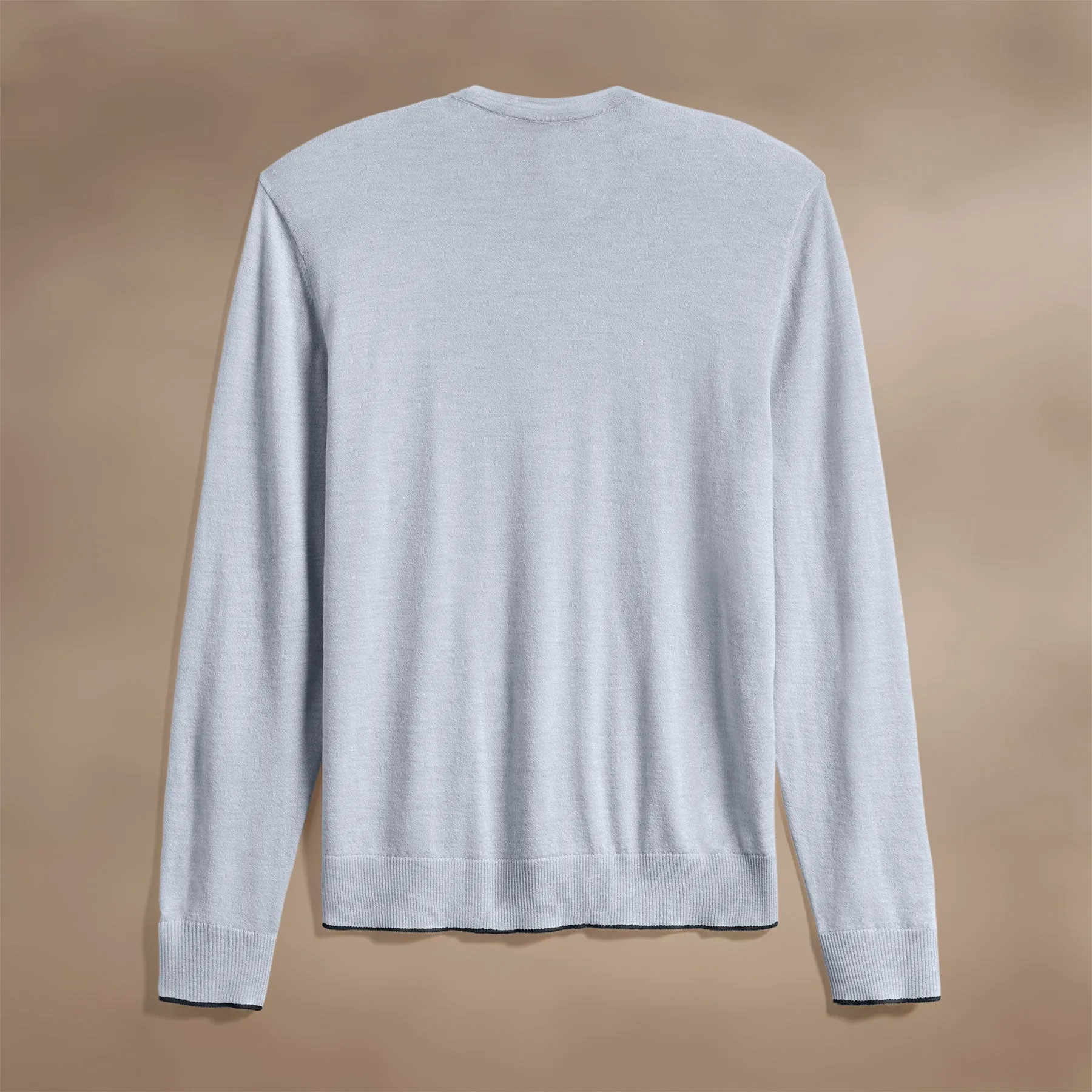 Ultrafine Cashmere Tipped Crew - Grey Sky/Coal