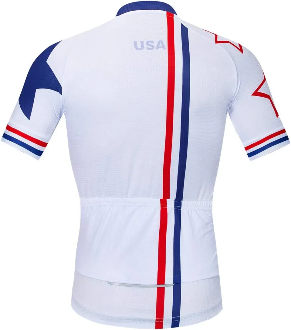 USA Cycling Jerseys Men, USA Flags Bicycle Shirts Summer Riding Tops Quick Dry Bicycle Jersey S-3XL