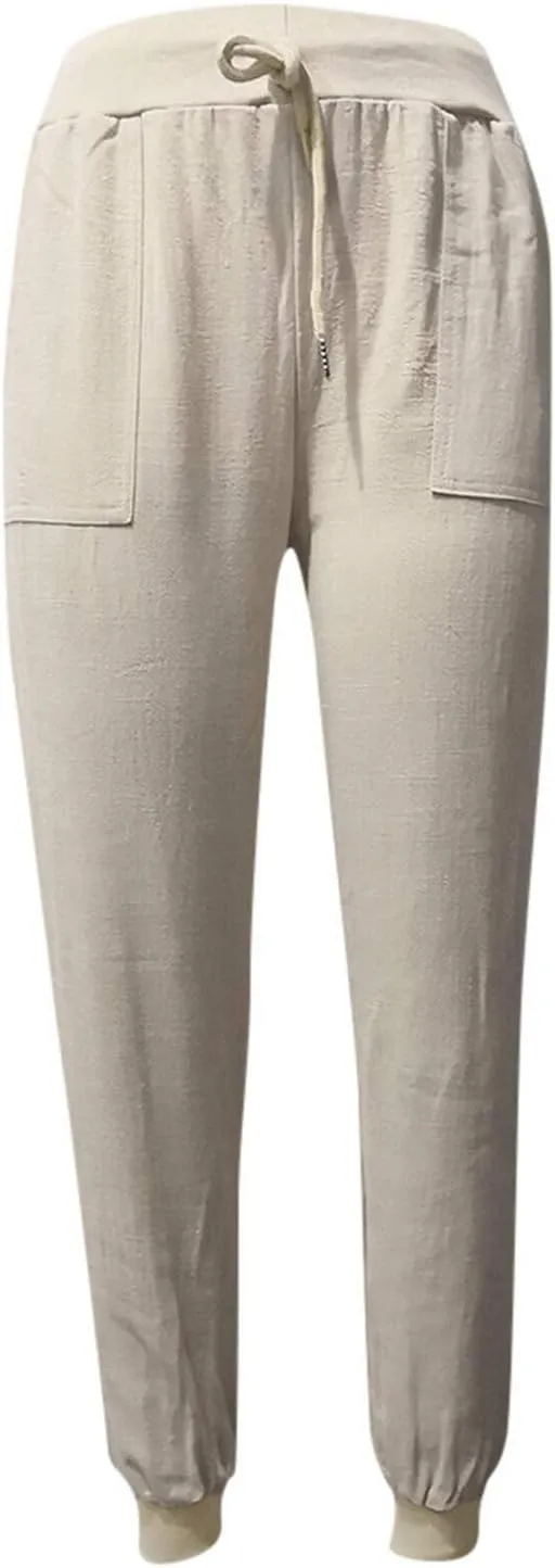 Wide Leg Pants Women Dressy Casual Summer Wide Leg High Waist Casual Lounge Pants Drawstring Trouser with Pockets