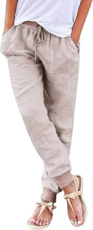 Wide Leg Pants Women Dressy Casual Summer Wide Leg High Waist Casual Lounge Pants Drawstring Trouser with Pockets