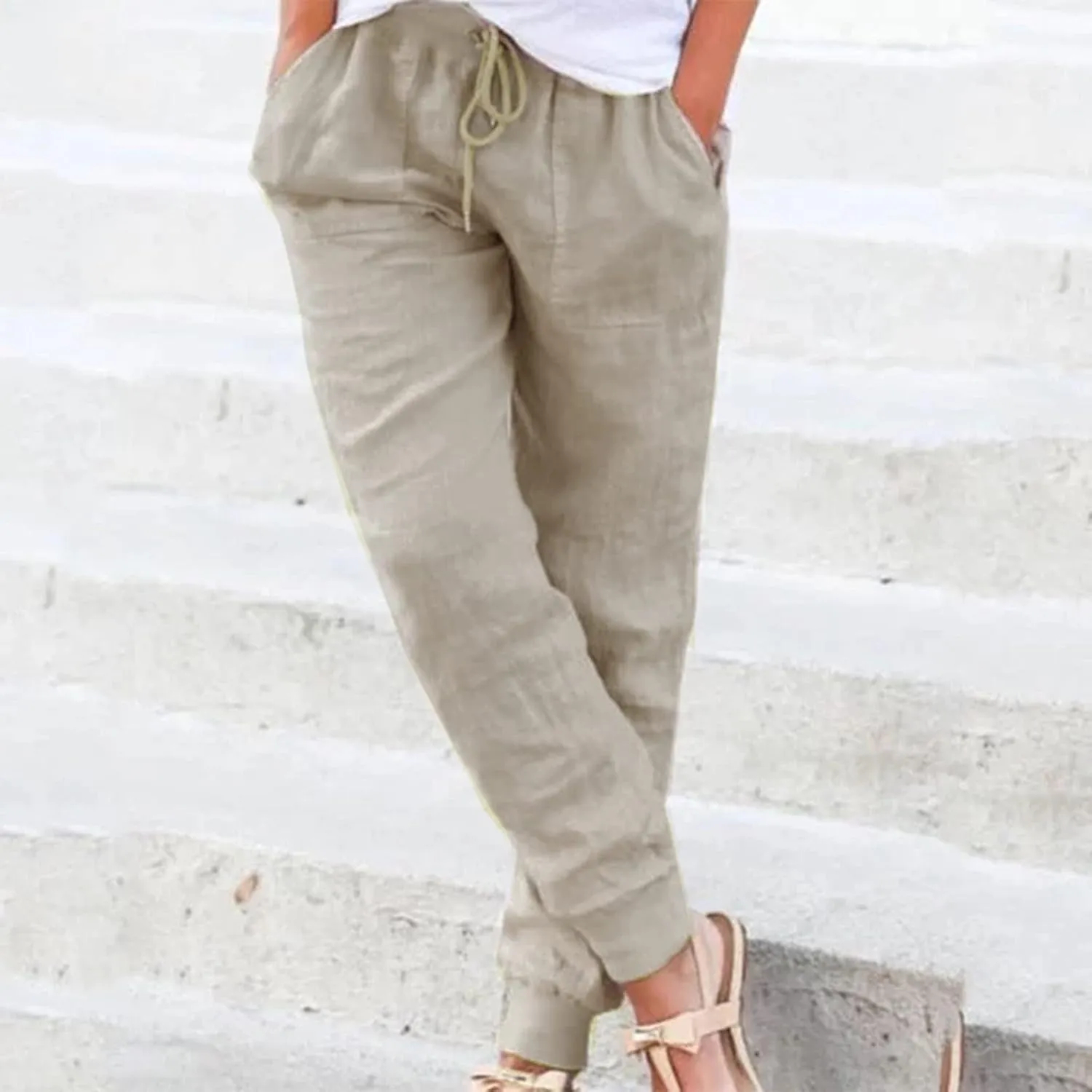 Wide Leg Pants Women Dressy Casual Summer Wide Leg High Waist Casual Lounge Pants Drawstring Trouser with Pockets