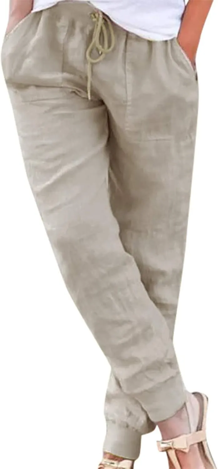 Wide Leg Pants Women Dressy Casual Summer Wide Leg High Waist Casual Lounge Pants Drawstring Trouser with Pockets