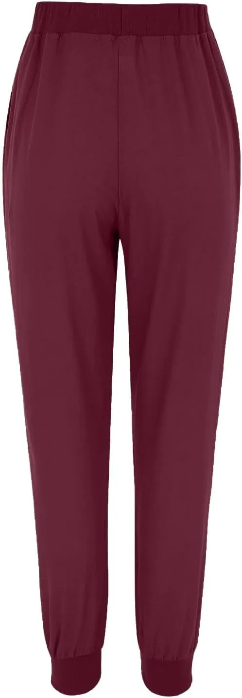 Women Linen Pants Drawstring Elastic Waist Summer Casual Beach Pants with Pockets Wide Leg Palazzo Trouser for Vacation