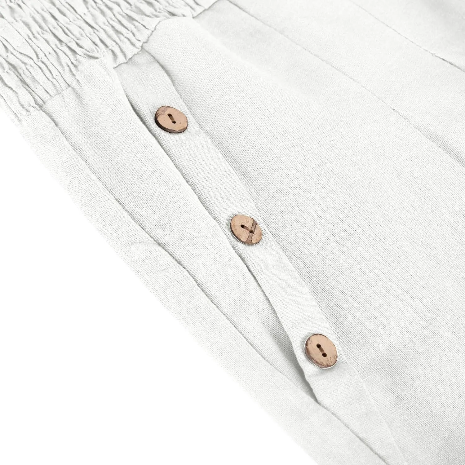 Women Linen Pants Summer Casual Wide Leg Pants Drawstring Waist Cotton Loose Fit Palazzo Trousers with Pockets