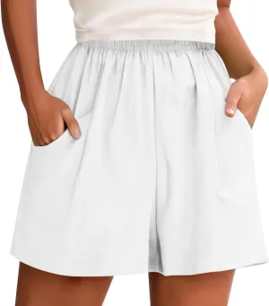 Women Solid Color Summer Pocket Casual Wide Leg Pants Home Beach Hot Pants Summer Loose Sports Shorts Imperious