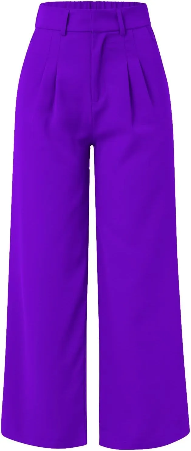 Women Wide Leg Pants for Women Work Business Casual High Waisted Dress Pants Flowy Trousers Elastic Waist Sweatpants