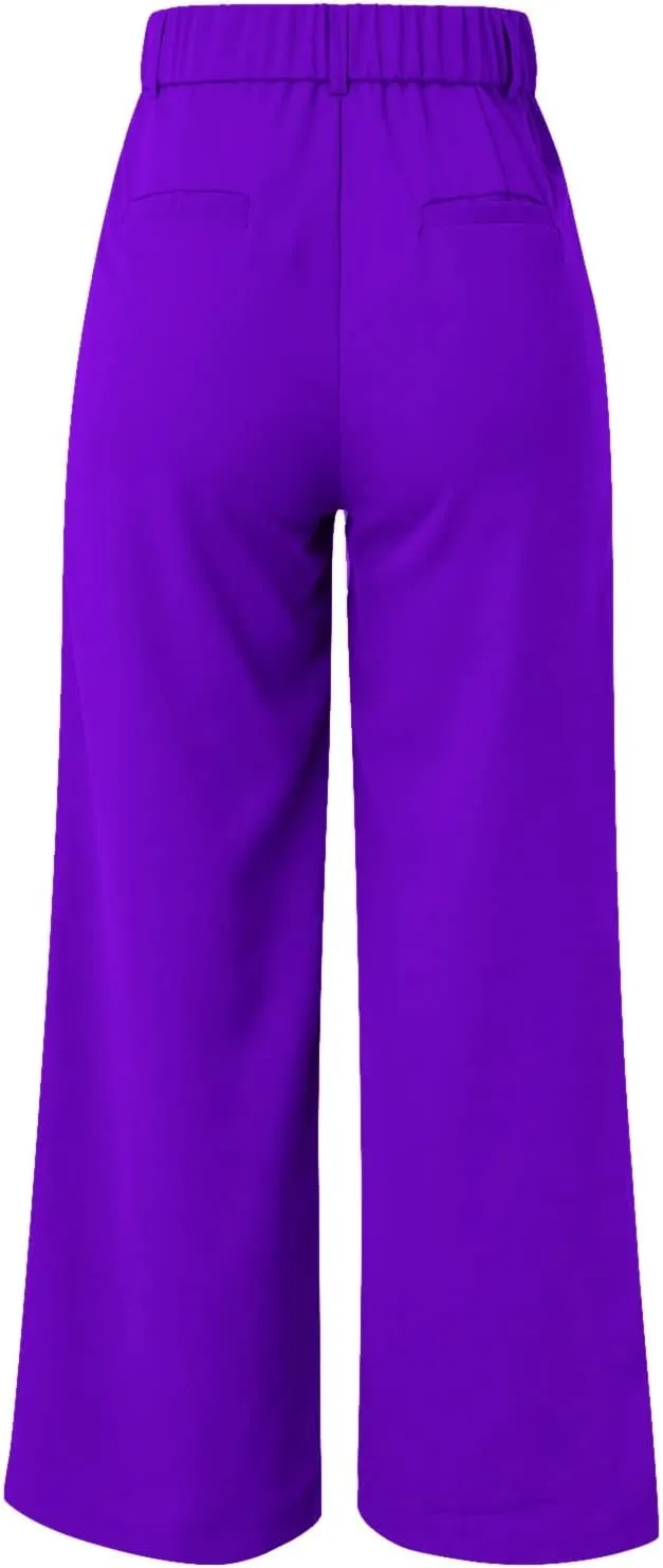 Women Wide Leg Pants for Women Work Business Casual High Waisted Dress Pants Flowy Trousers Elastic Waist Sweatpants