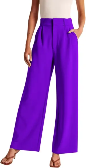 Women Wide Leg Pants for Women Work Business Casual High Waisted Dress Pants Flowy Trousers Elastic Waist Sweatpants