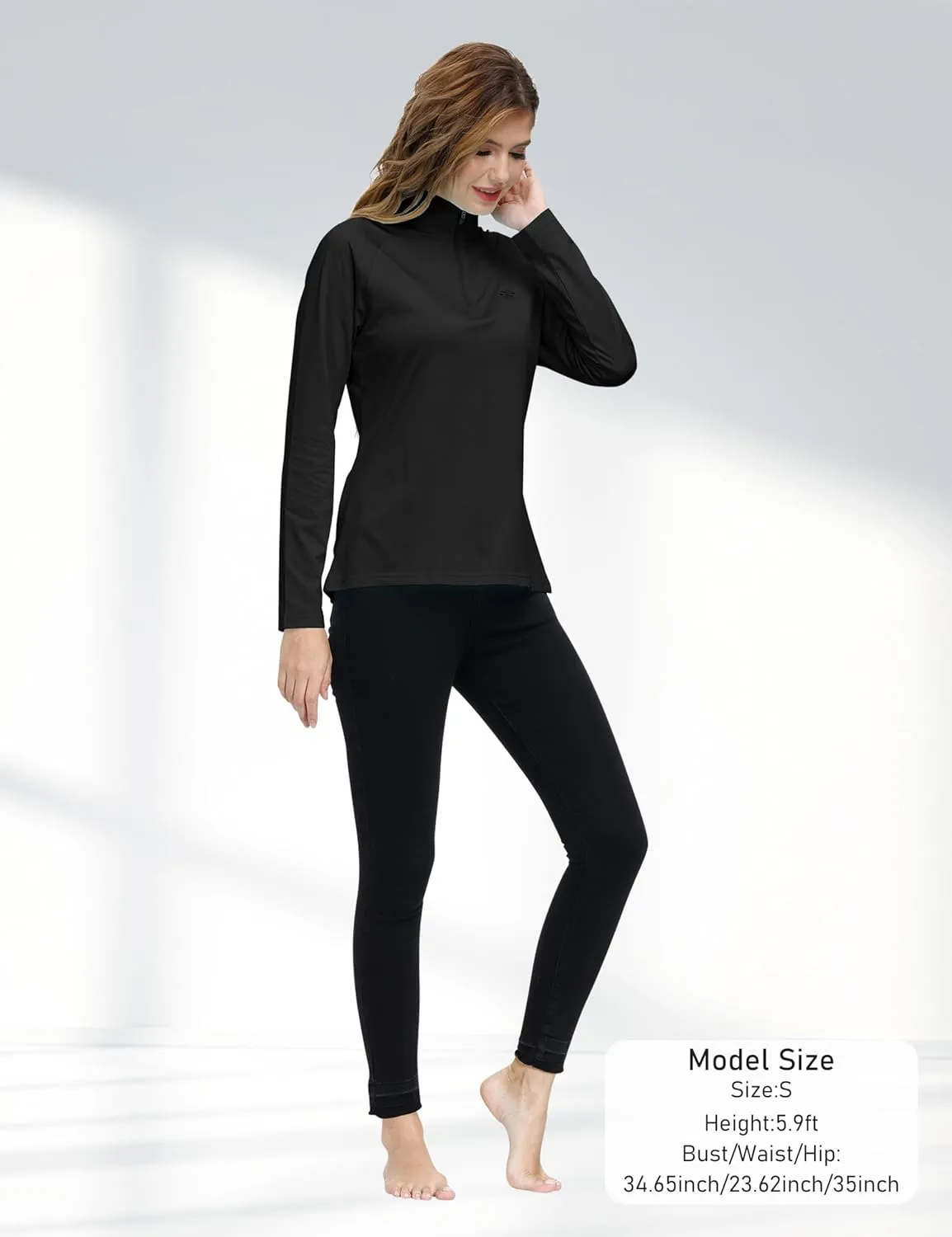 Womens 1/4 Zip Golf Shirt Long Sleeve Lightweight Golf Pullover Outdoor Athletic Tennis Polo Shirts