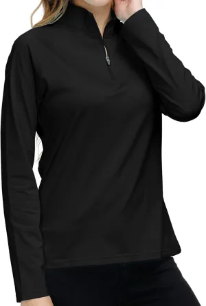 Womens 1/4 Zip Golf Shirt Long Sleeve Lightweight Golf Pullover Outdoor Athletic Tennis Polo Shirts
