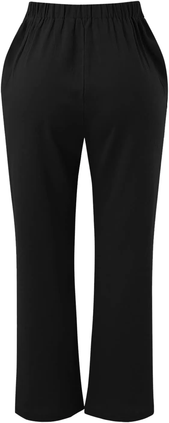 Women's Casual Pants Solid Cotton Drawstring Elastic High Waist Lightweight Joggers with Pockets 2025 Fit Summer