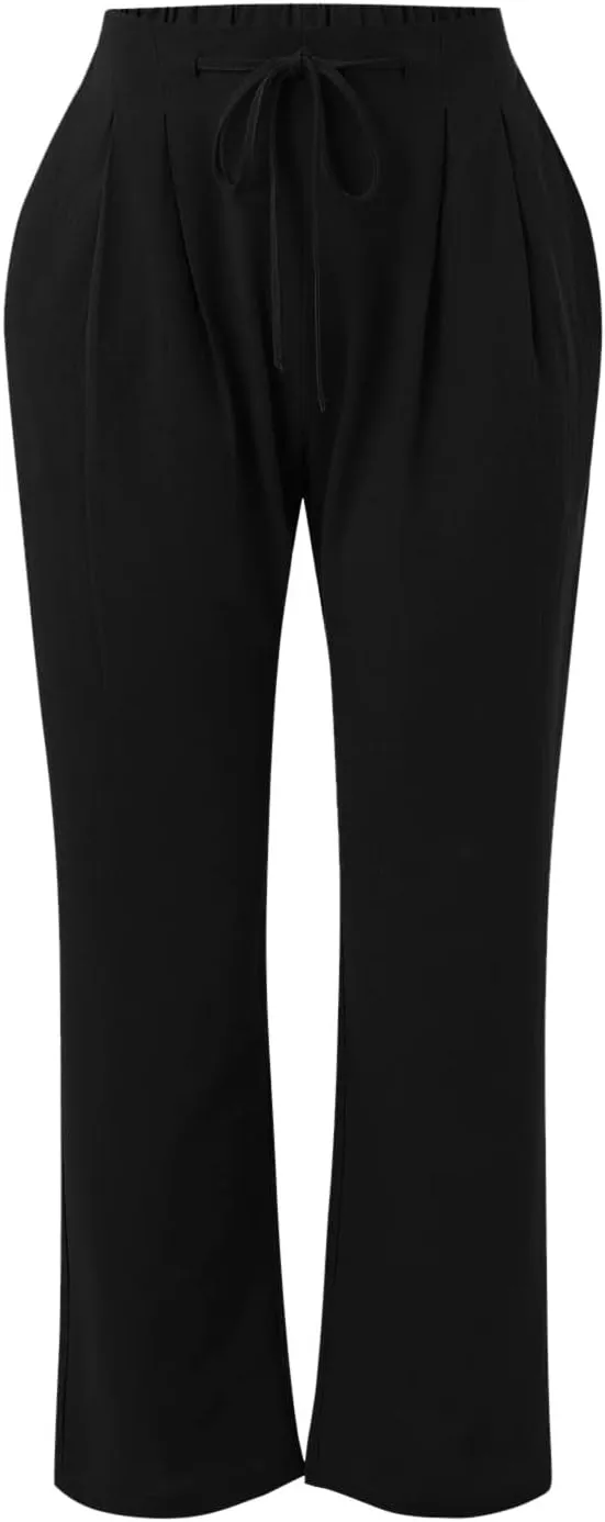 Women's Casual Pants Solid Cotton Drawstring Elastic High Waist Lightweight Joggers with Pockets 2025 Fit Summer