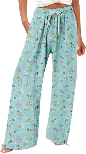 Womens Casual Wide Leg Pants Womens Cotton Casual Loose Pants Comfy Work Pants with Trousers with Pocket for Women
