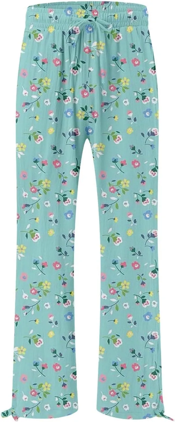 Womens Casual Wide Leg Pants Womens Cotton Casual Loose Pants Comfy Work Pants with Trousers with Pocket for Women