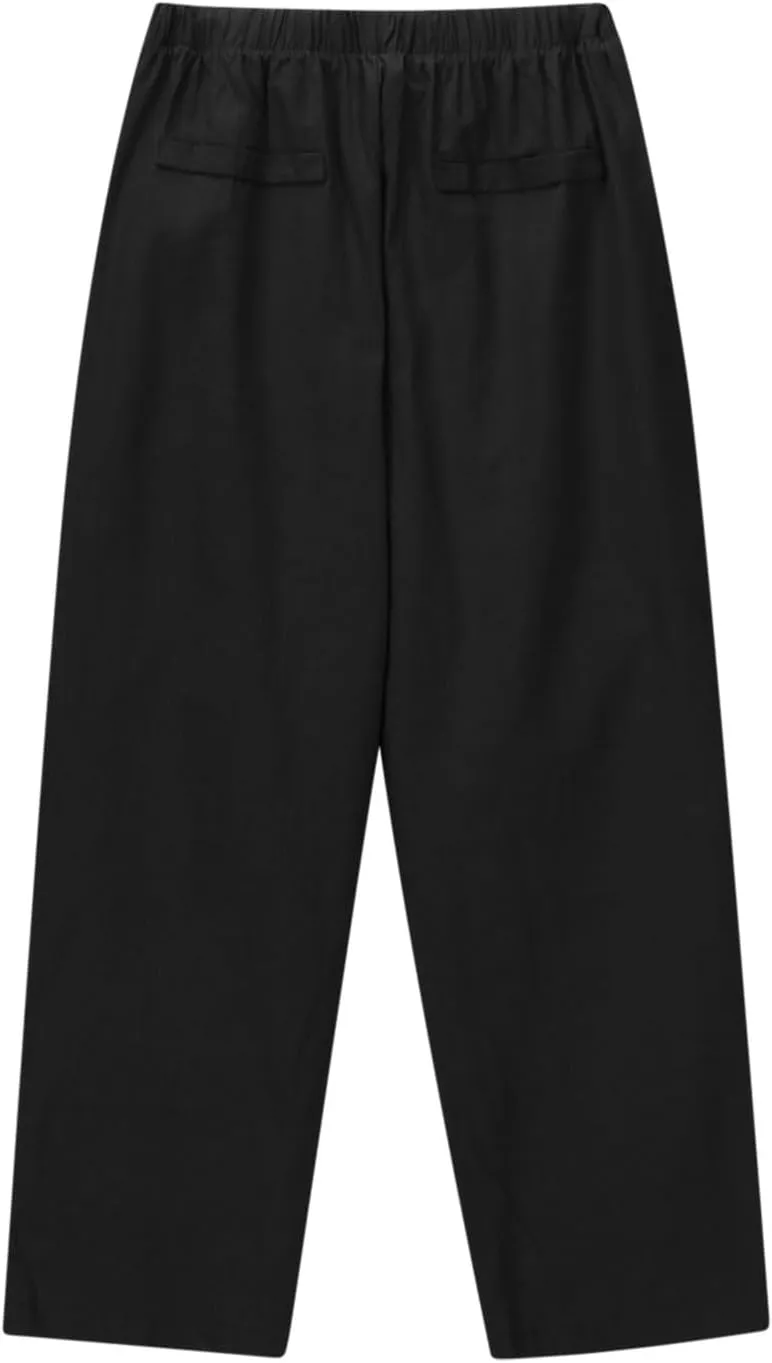 Women's Cotton Linen Summer Pants Wide Leg Casual Drawstring Elastic Pants Fashion Solid Color Trousers with Pockets