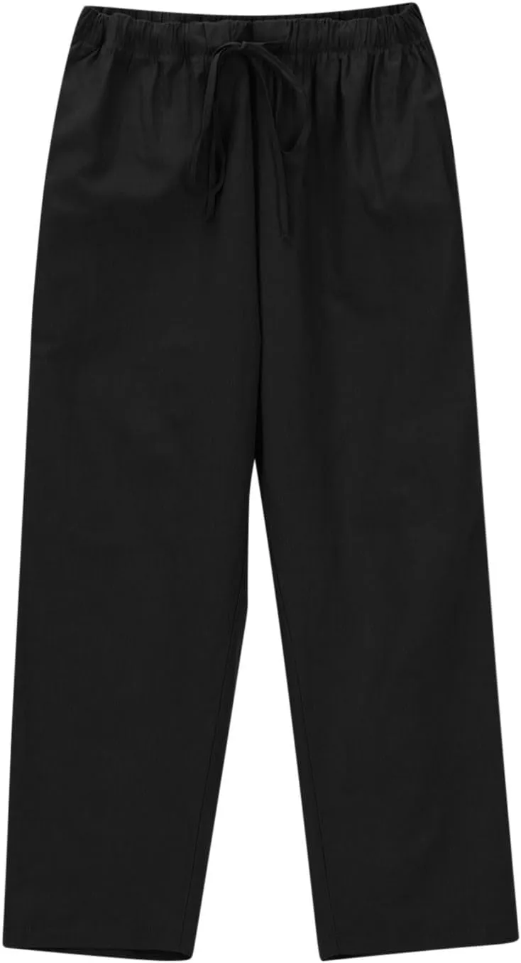 Women's Cotton Linen Summer Pants Wide Leg Casual Drawstring Elastic Pants Fashion Solid Color Trousers with Pockets