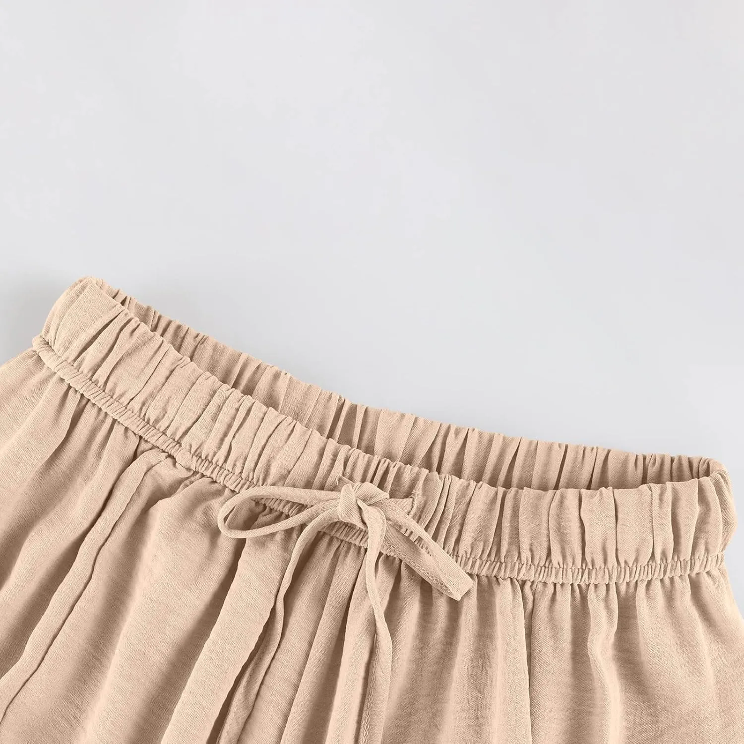 Womens Dress Pants Wide Leg High Waisted Drawstring Beach Pants Long Summer Loose Casual Flowy Palazzo Harem Trousers