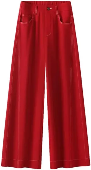 Women's High Waist Wide Leg Pants Straight Loose Trousers