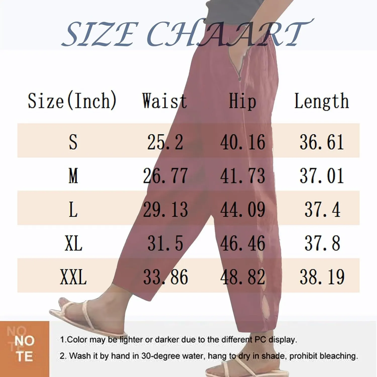 Womens Linen Harem Pants Hollow Elastic Waist Casual Beach Pants Summer Boho Baggy Wide Leg Trousers with Pockets