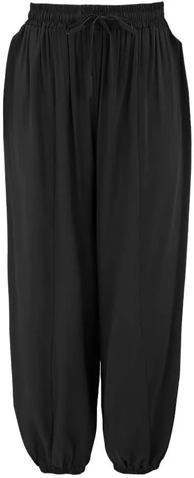 Women's Linen Pants Linen Wide Leg Pants for Women Casual Elastic Waisted Linen Pants for Women Flowy Lounge Beach Trousers