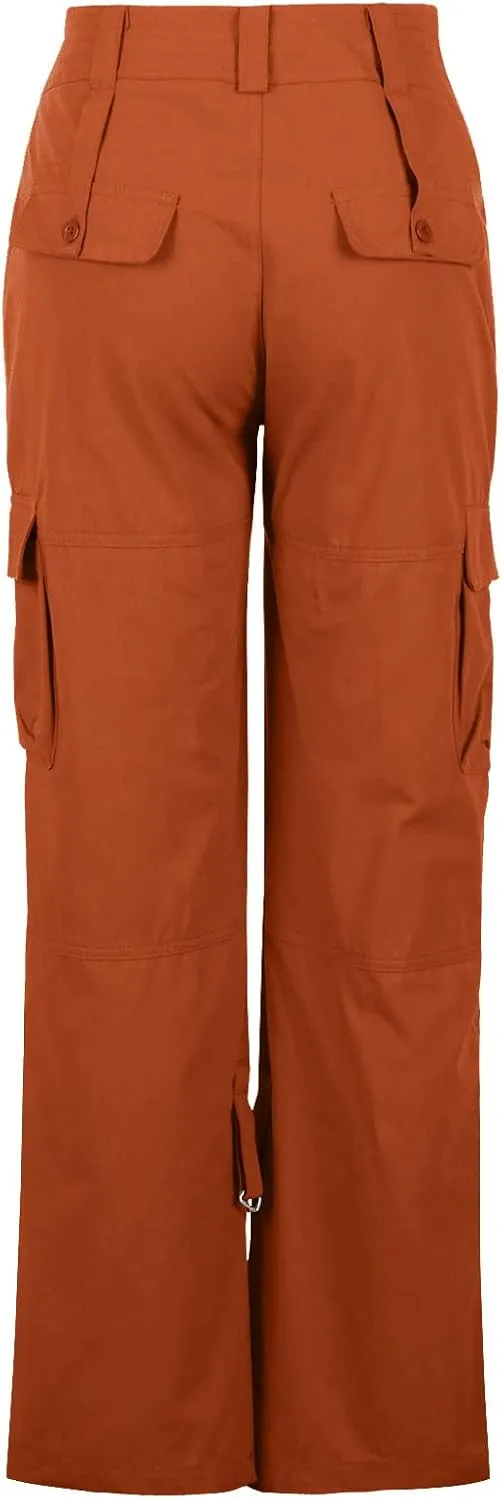 Women's Parachute Cargo Pants Y2K Trendy Teen Girls Baggy Wide Leg Hiking Pant Stretch Waist Casual Outdoor Trousers