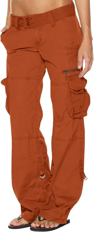 Women's Parachute Cargo Pants Y2K Trendy Teen Girls Baggy Wide Leg Hiking Pant Stretch Waist Casual Outdoor Trousers