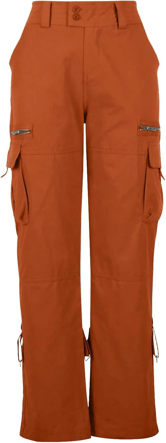 Women's Parachute Cargo Pants Y2K Trendy Teen Girls Baggy Wide Leg Hiking Pant Stretch Waist Casual Outdoor Trousers