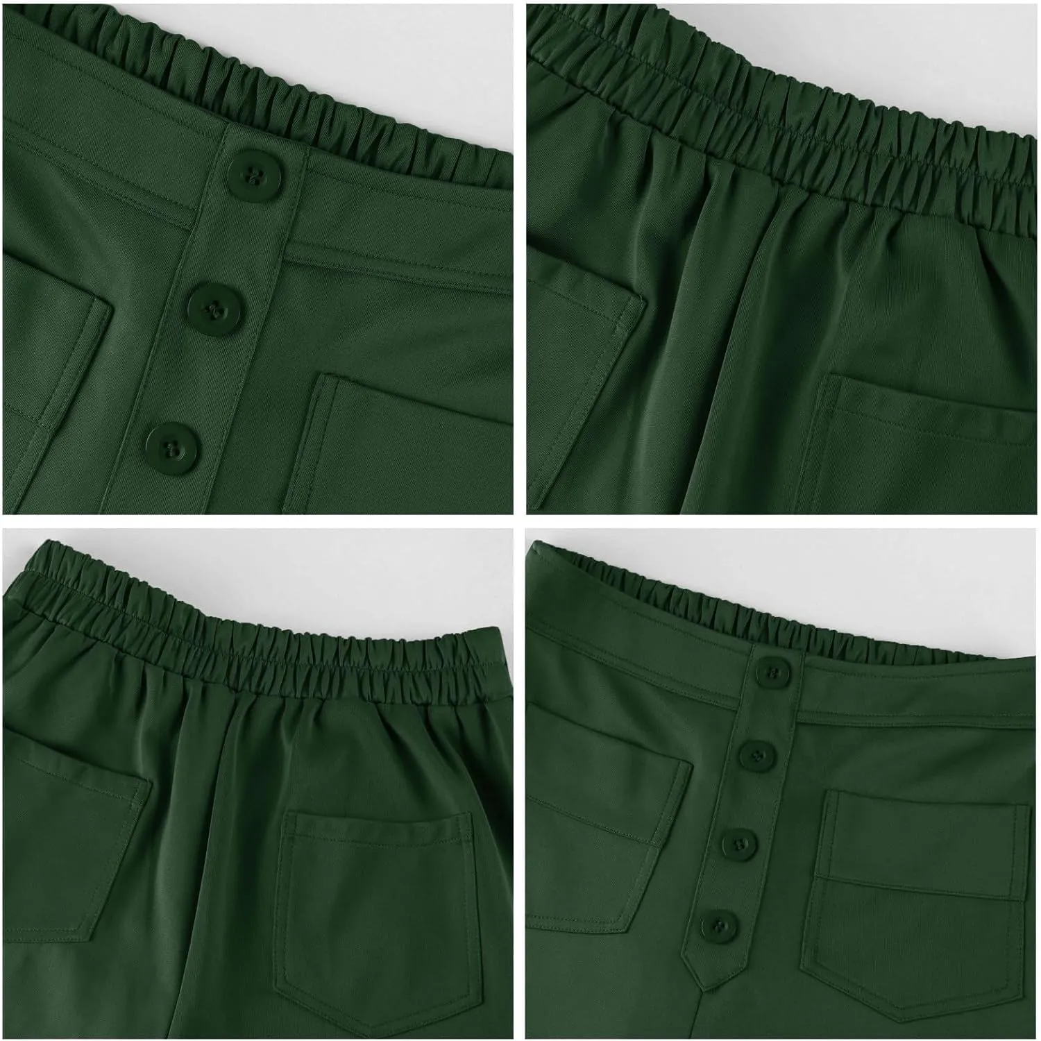 Women's Straight Leg Dress Pants Fahion 2024 High Waisted Button Down Stretchy Business Work Trousers with Pockets