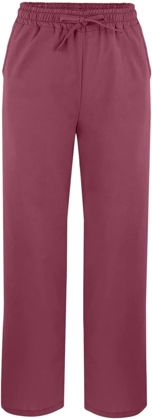 Womens Striped Linen Pants Lightweight Capri Summer Casual Beach Drawstring Elastic Waist Trousers with Pockets