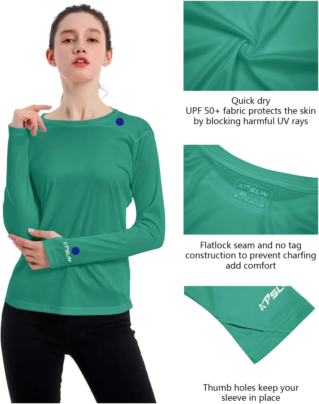 Women's UPF 50  UV Sun Protection Shirt Outdoor Performance Long Sleeve Rash Guard Shirts for Hiking,Swim,Fishing